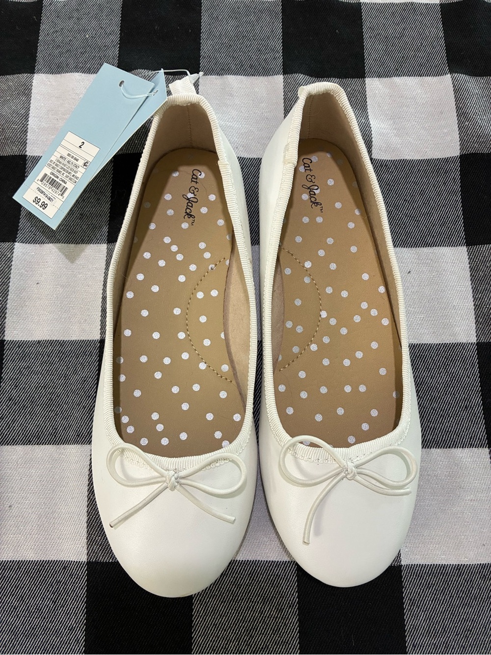 Cat & Jack White Girls Ballet Flats with Bow